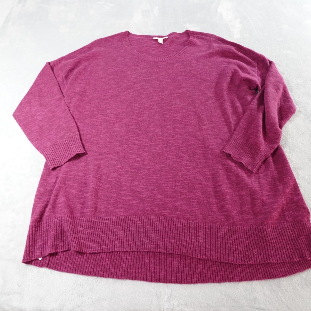 Eileen Fisher Organic Linen Cotton Tunic Sweater Womens M Magenta Transitional - Picture 7 of 10